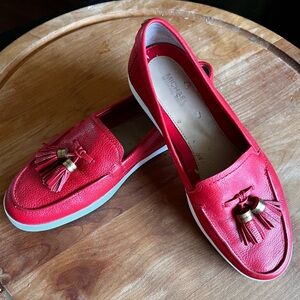 Michael Kors Size 7 Callahan Blood Orange Tasseled Moccasin Used Slightly Worn